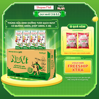  Thùng Sữa Dinh Dưỡng Tiệt Trung Nuvi Có Đường 180ml (Hộp 180ml x 48) - Tăng Đề Kháng