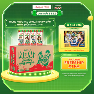  Thùng Nước Rau Củ Quả Nuvi Vị Dâu 180ml (Hộp 180ml x 48) - Giàu Chất Xơ, Vitamin - Tiêu Hóa Khỏe