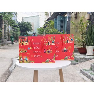 25 cái - Túi giấy Tết ngang size siêu đại đựng quà tết vừa thùng bia - Túi số 9 ĐỎ