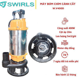  Máy bơm chìm nước thải cắt rác 400W  0.55HP  Swirls Thân inox 304 V400D - Bảo hành 1 năm 
