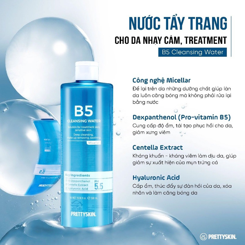 Nước Tẩy Trang Prettyskin B5 Phục Hồi Cho Da 500ml