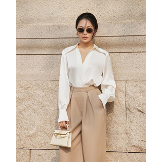Áo sơ mi lụa cổ v huong boutique bssm35