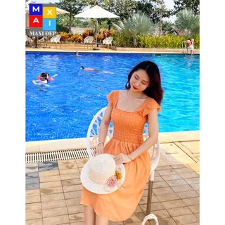 Váy Cánh Tiên Maxi Đẹp Dáng Ngắn Freesize Màu Cam Nhạt Nhẹ Nhàng