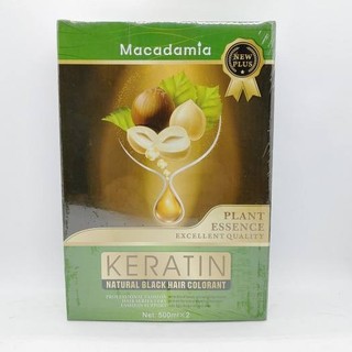 Nhuộm đen keratin KHÔNG DÍNH DA ĐẦU tinh chất từ trái Macadamia chuyên gia phủ tóc bạc 500ml*2.