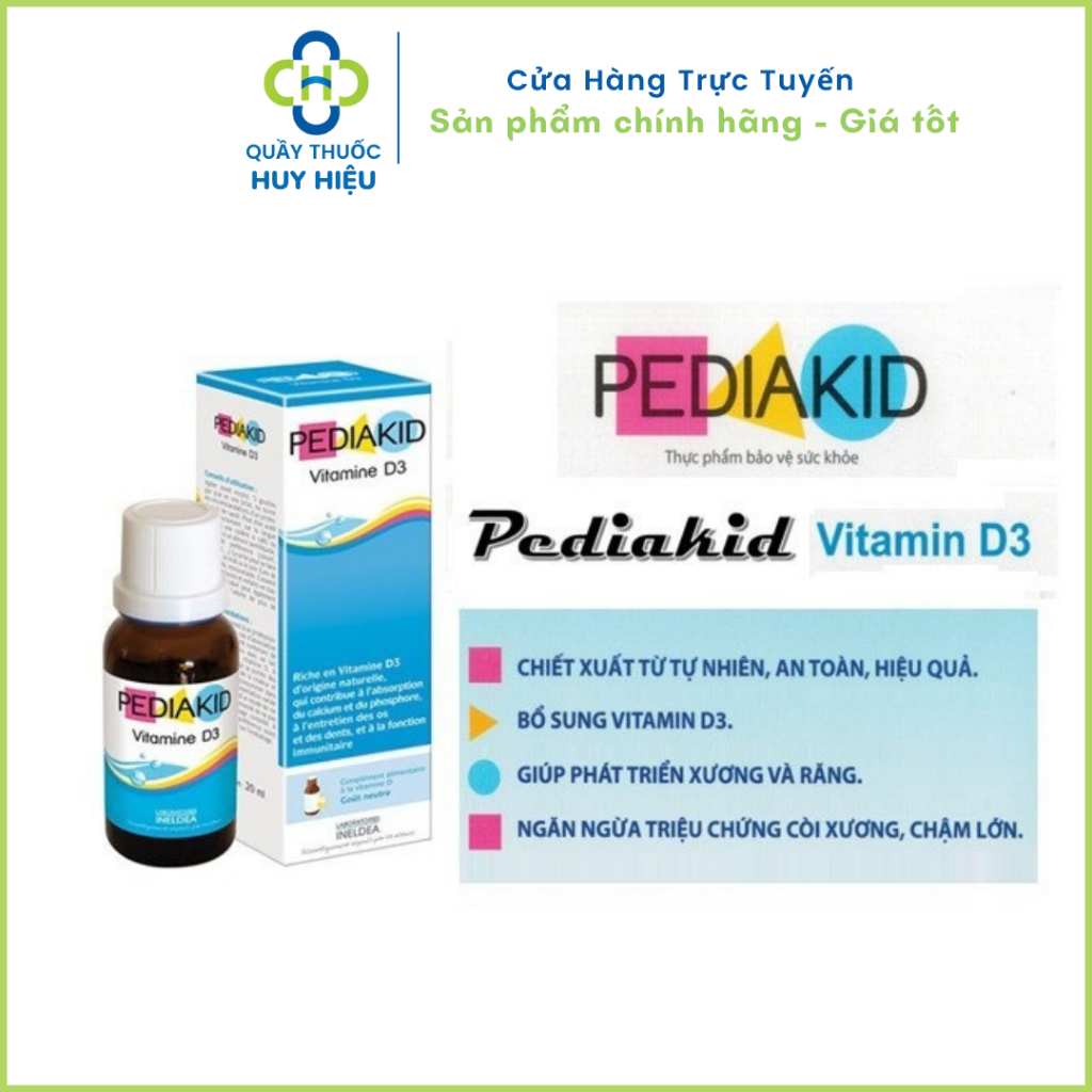 Vitamin D3 Pediakid, Pháp (20ml dạng giọt) hỗ trợ xương răng cho trẻ sơ sinh đến trên 15 tuổi