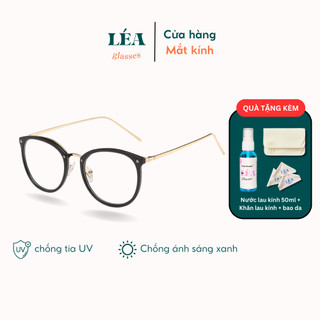 [LÉA GLASSES] Kính mắt chuyên lắp cận HUSTLE chống tia UV, ánh sáng xanh bầu tròn