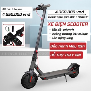 Xe scooter điện XIAOMI M365 bánh lớn 8.5inch, pin Lithium bền bỉ 15km/lần sạc, màn hình điện tử full Led tải trọng 130kg