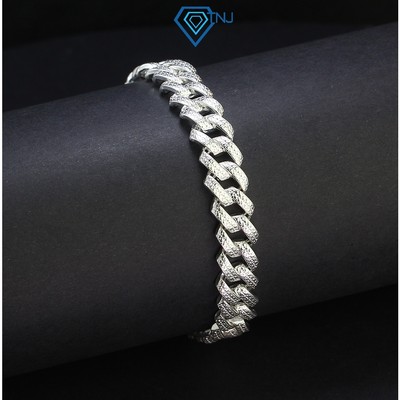 Lắc tay Cuban nam bạc 925 giả đính đá khoá hộp phong cách sang trọng, thanh lịch LTA0124 - Trang Sức TNJ
