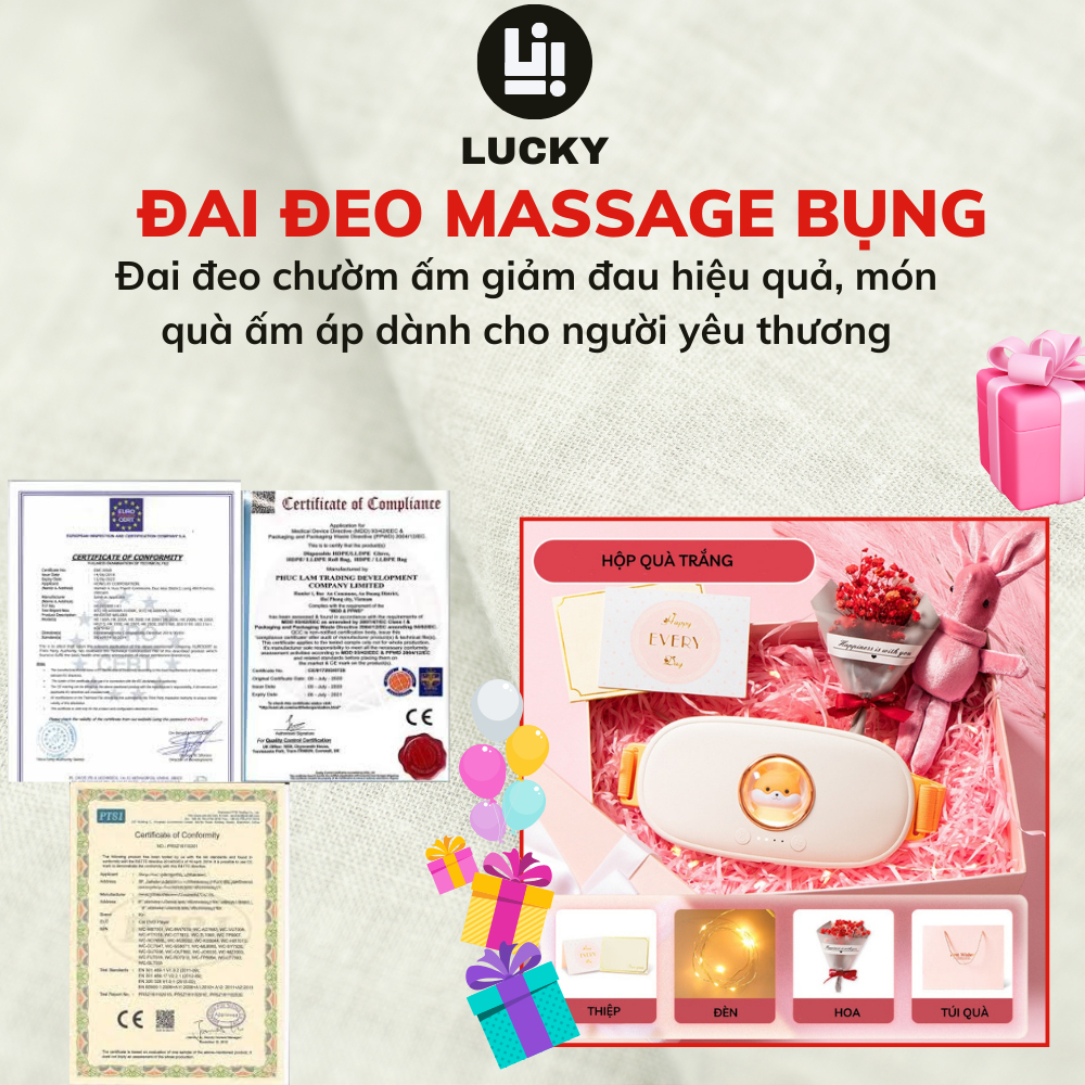 Đai Đeo Massage Làm Ấm Bụng Giảm Đau Bụng Đau Lưng Cho Phụ Nữ DELADEP