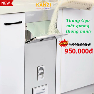 Thùng gạo mặt gương, thùng gạo thông minh lắp âm tủ bếp cao cấp kiểu NÚT NHẤN MỚI NHẤT 2023