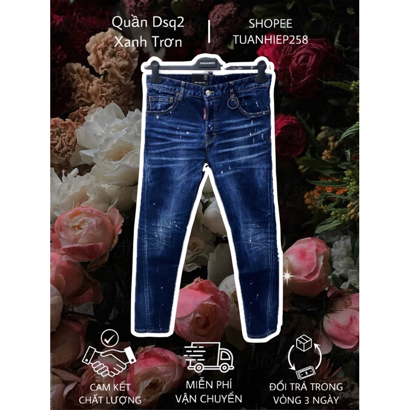   Hight Quality  - Jean Dsq Xanh Trơn- Quần Dsq2 Xanh Trầm Vảy Sơn - Chất Liệu Jean Cao Cấp- Chuẩn Loại 1 Hàng QCCC 