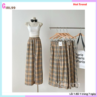  Quần nữ kẻ sọc ống suông. Quần vải kẻ caro form ống suông rộng  -HÀNG MAY KỸ-CHẤT ĐẸP 