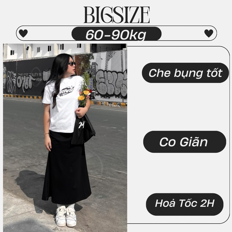 Chân váy dài đuôi cá Bigsize chất thun umi dày dặn EVY SKIRT BLACK | BigBuy360 - bigbuy360.vn