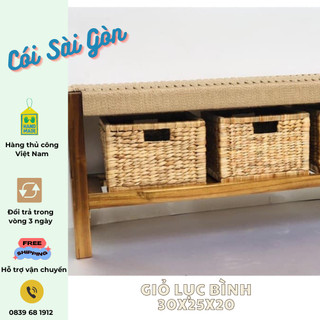 Giỏ lục bình khung gỗ, có tay cầm,đan siêu đẹp, khay đựng đa năng, giỏ cói lục bình, hộp đựng tài liệu, khay tủ quần áo