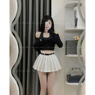 Chân váy xếp ly không kèm belt dáng xoè