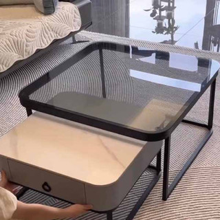 Bàn trà,bàn sofa hộc gỗ mặt đá , chân sắt tầm nhìn mới ms 005