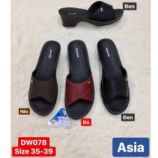  【 ASIA.DW78  Dép QUAY NGANG đế PU CAO nữ quay simili bền 3 màu đỏ - nâu 