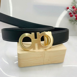  Thắt lưng nam da bò nguyên tấm dây nịt 3.2 công sở cao cấp   khoá vàng + trắng + đen  