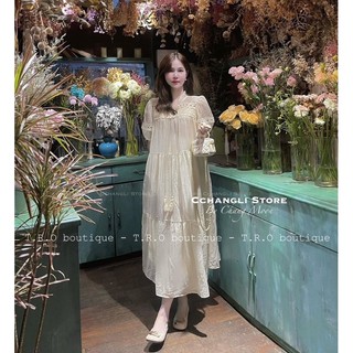 Đầm bầu babydoll , váy bầu xinh thiết kế tơ thô babydoll dây cổ tiểu thư cực xinh
