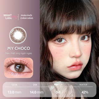 LENS NÂU tự nhiên tone mật ong  | DIA 14.0mm - Độ cận 0-8 - [kính áp tròng Silicone Angel Eyes cao cấp (TẶNG KÈM NGÂM)