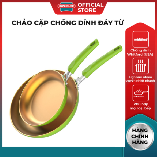 Cặp chảo chống dính SHG112026MGC miệng chảo dày chịu va đập tốt - 2 lớp chống dính Whitford (USA)
