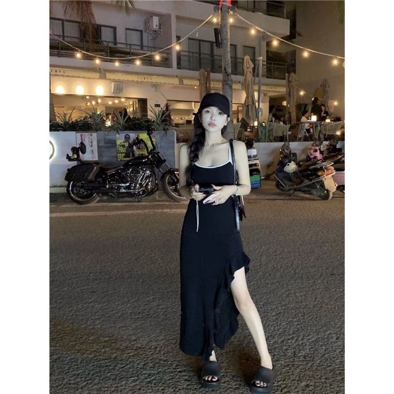 Đầm Body Thun Dáng Dài Xẻ Tà, Đầm 2 Dây Đuôi Cá Bigsize [Bigsize 60-80kg]