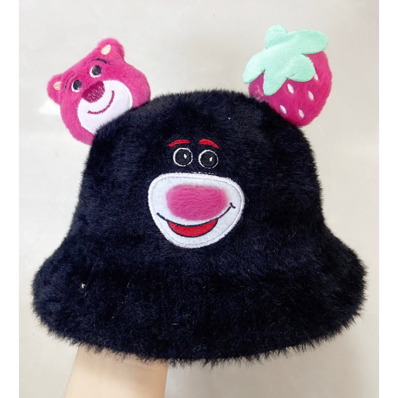 Nón lông m hot trend Gấu Dâu hàng quảng châu cao cấp cho bé trai bé gái từ 2-7 tuổi