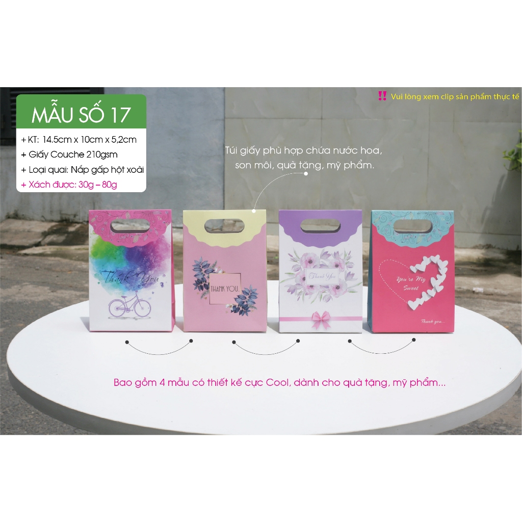  50 cái - Túi giấy gấp mini đựng quà tặng son môi mỹ phẩm nhỏ = Túi số 17 