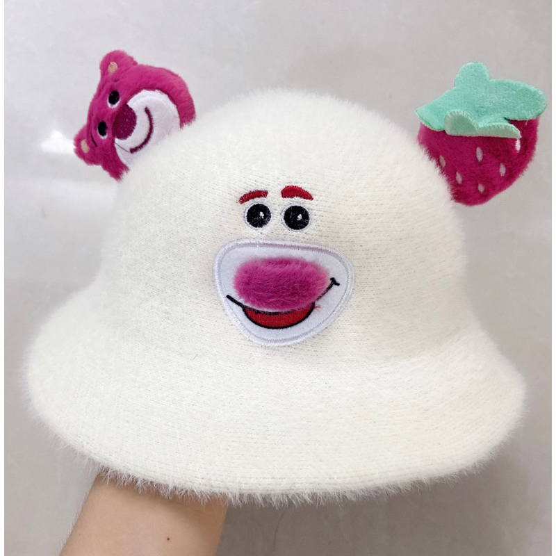 Nón lông m hot trend Gấu Dâu hàng quảng châu cao cấp cho bé trai bé gái từ 2-7 tuổi