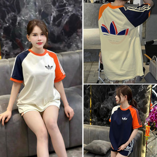 Áo thun das phối màu 3 sọc logo thêu , áo thun nam nữ chất liệu 100% cotton thoáng mát thấm hút mồ hôi