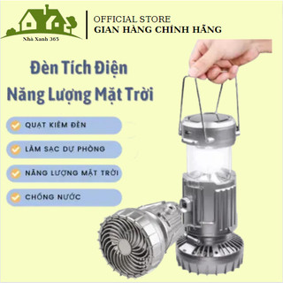 Đèn bão LED🍀𝑭𝑹𝑬𝑬 𝑺𝑯𝑰𝑷🍀Đèn năng lượng mặt trời đa năng 3 trong 1-Đèn trại tích hợp quạt, đèn pin, sạc điện thoại tiện lợi