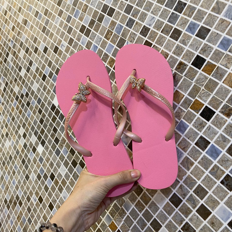 Dép lào kẹp ngón gắn bướm xinh havaianas BN