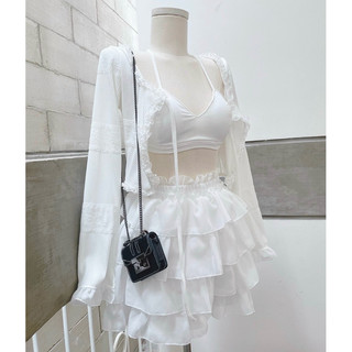 SET 3 MÓN KHOÁC SƠ MI KÈM BRA CỘT NƠ SHORT