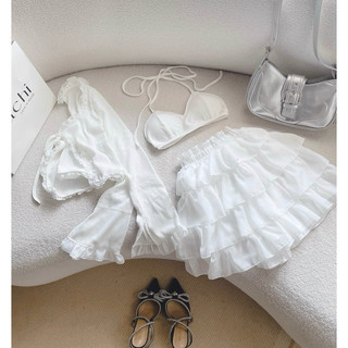 SET 3 MÓN KHOÁC SƠ MI KÈM BRA CỘT NƠ SHORT