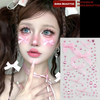 Đá gắn makeup hình nơ có sẵn keo, đá dán trang điểm mặt tái sử dụng được nhiều lần
