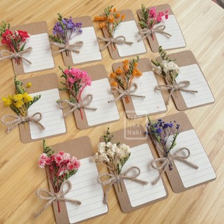 Thiệp stick note, thiệp hoa khô, handmade vintage dùng decor, quà valentine, 8/3, 20/10, giáng sinh, sinh nhật - T8