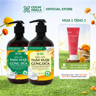Dầu gội hữu cơ sạch gàu ngứa Gừng Dừa Cỏ Cây Hoa Lá làm mềm mượt tóc, giảm rụng tóc, phục hồi hư tổn dung tích 440g/chai