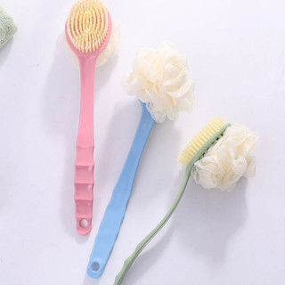 Cọ kì lưng 2 đầu bông vải lưới và lông bàn chải, cây cọ tắm 2 đầu, cọ chà lưng, tiện lợi