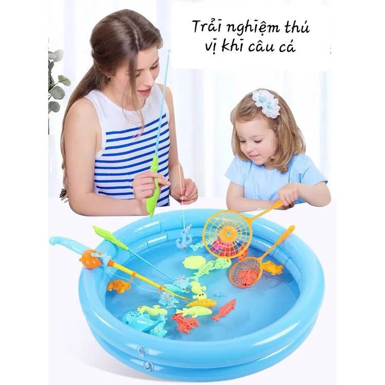 Đồ Chơi Câu Cá Cho Bé 42 Chi Tiết Có Gắn Nam Châm Với Bể Phao 2 Tầng Kèm Bơm Giúp Bé Vui Chơi Thỏa Thích