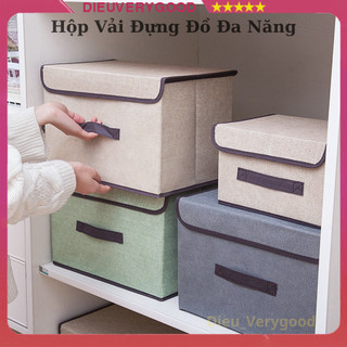 Hộp đựng quần áo, hộp vải đựng đồ, hộp đựng quần áo có nắp đa năng gấp gọn bằng vải có nắp giỏ đựng quần áo đa năng