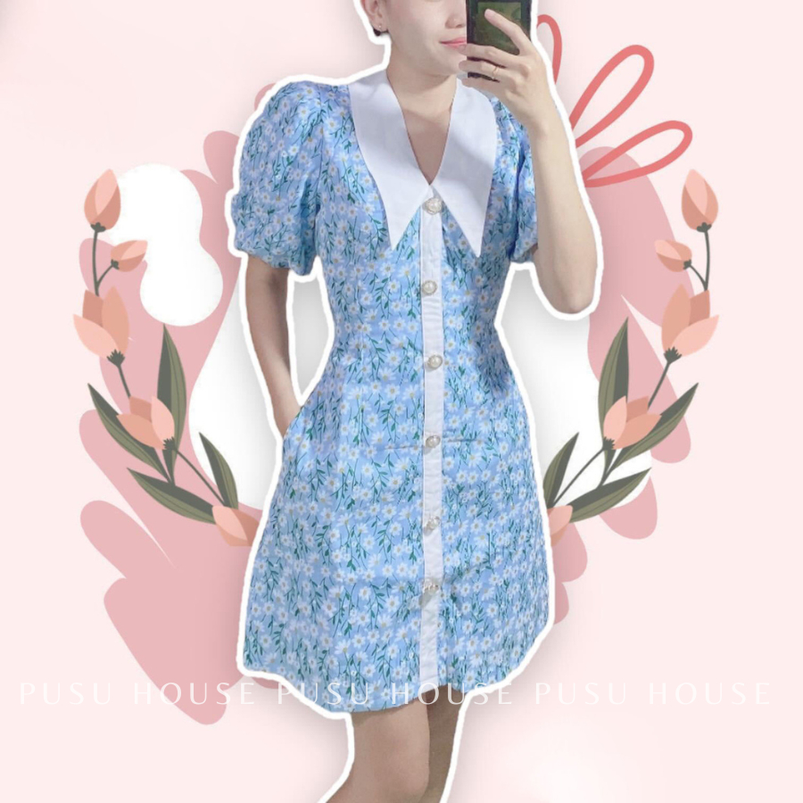 [ Hình chụp thật 100%] Đầm hoa piter form xòe dễ thương tiểu thư