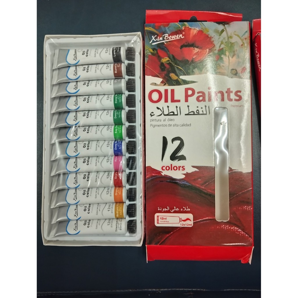Bộ 12 màu sơn dầu 12ml (vỏ hộp màu đỏ)