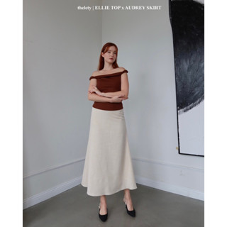 Chân Váy Suông Basic Linen Xước Không Nhăn AUDREY SKIRT | thelety