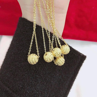 Dây chuyền nữ mặt cầu bạc ta mạ vàng 24kara - Vàng bạc Khải Khải