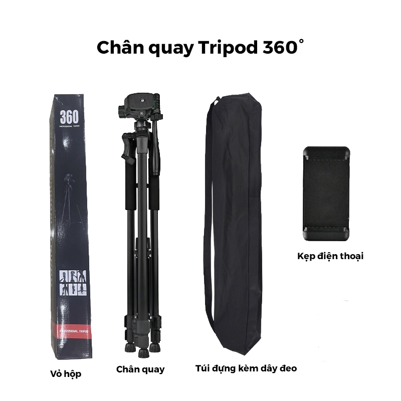 Chân Quay Máy Ảnh Điện Thoại Tripod 360° - Thiết Kế Chắc Chắn - Nhỏ Gọn Tiện Lợi - Chính Hãng HD Design