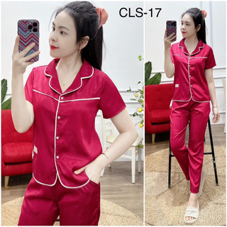 Bộ mặc nhà nữ, đồ ngủ nữ áo cộc quần dài chất lụa vân mềm mát không nhăn, có đủ size theo số đo