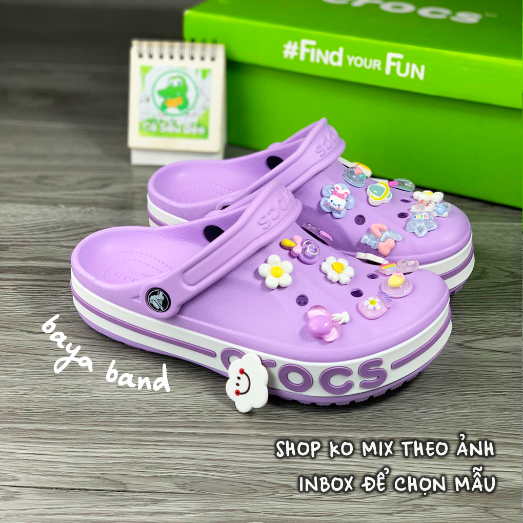 Dép Sục Cross baya Nam Nữ màu Tím Nhạt Hàng loại 1, tặng kèm 12 stickers