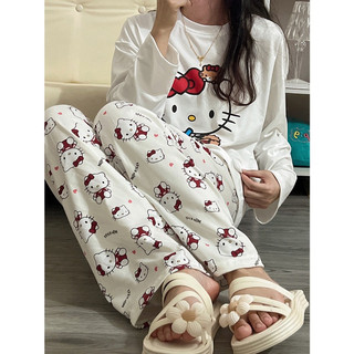 Quần nữ mặc nhà in hình Hello Kitty dễ thương mặc siêu hack dáng