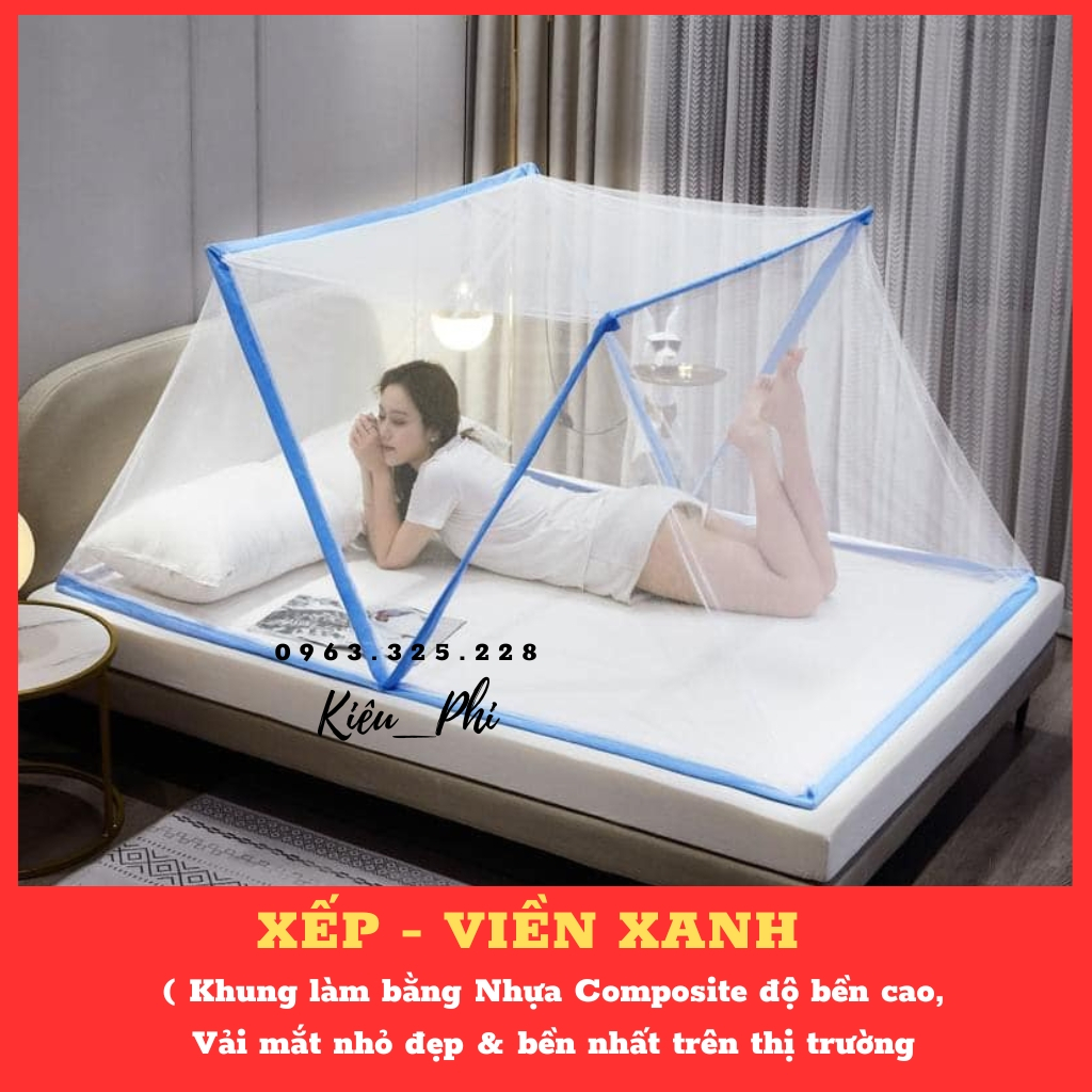 Màn Mùng chụp tự bung xếp thông minh gấp gọn tiện dụng ngủ chống muỗi người lớn Kiều Phi khung xếp