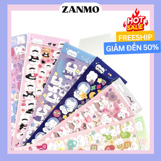 Zanmo Hình dán sticker động vật gấu thỏ kim tuyến lấp lánh phong cách Hàn Quốc